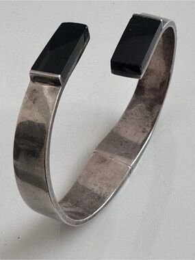 Vintage Taxco Sterling Silver Bracelet Onyx 50g
